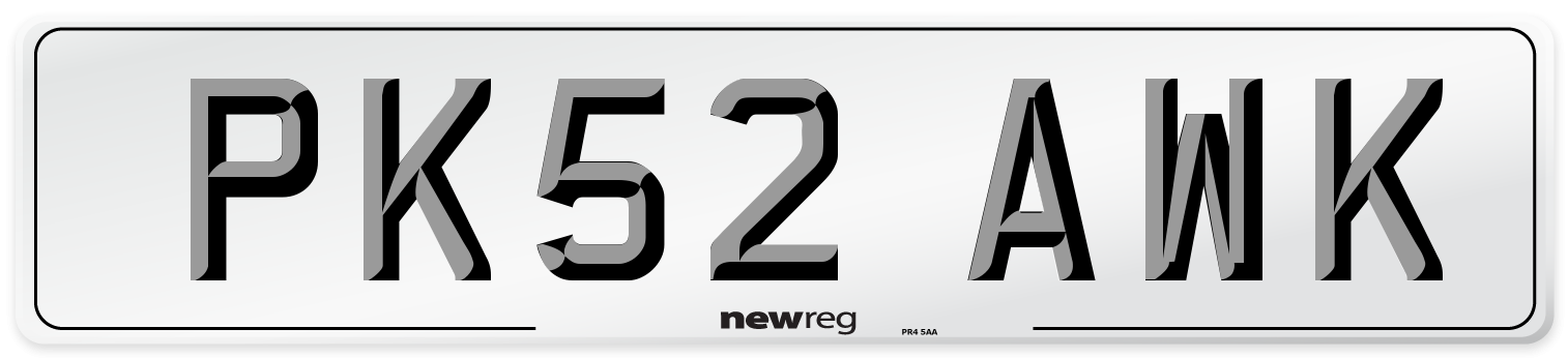 PK52 AWK Number Plate from New Reg